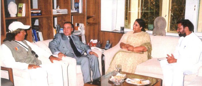 Mohammed Younus Siddiqui President of All India Muslim Unity with Mrs. Renuka Chowdhary, Tourism Minister Government  of India.